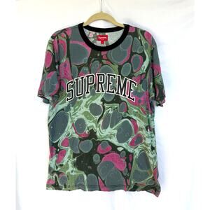 Supreme Marbled Arch Logo Cotton Ringer Tee T-Shirt, 2014, Large